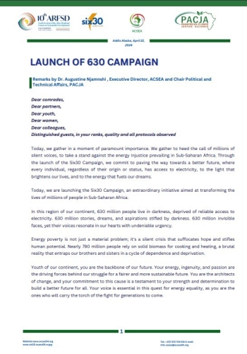 LAUNCH OF 630 CAMPAIGN