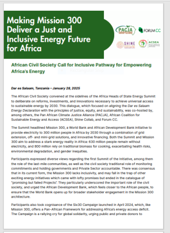 African Civil Society Call for Inclusive Pathway for Empowering Africa’s Energy