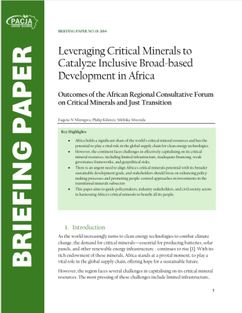 Outcomes of the African Regional Consultative Forum  on Critical Minerals and Just Transition