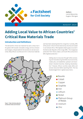 A Fact Sheet For Civil Society: Adding Local Value to African's Countries Critical Raw Material Trade