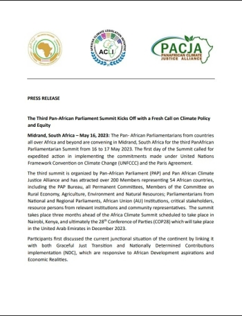 The Third Pan-African Parliament Summit Kicks Off with a Fresh Call on Climate Policy  and Equity