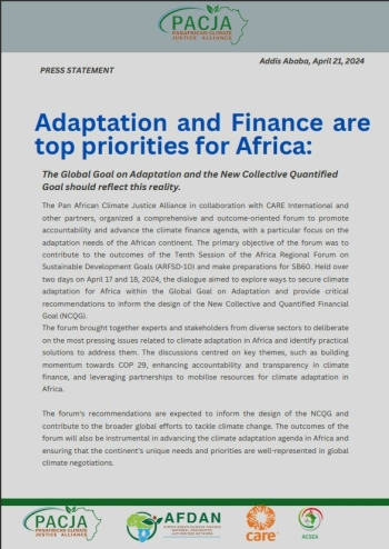 Adaptation and Finance are top priorities for Africa