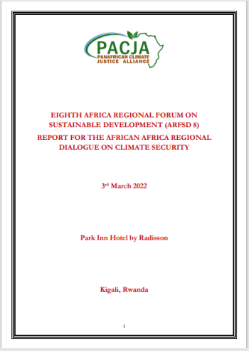 Report For The African Africa Regional Dialogue On Climate Security (ARFSD 8)