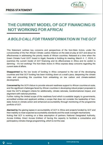 THE CURRENT MODEL OF GCF FINANCING IS NOT WORKING FOR AFRICA!