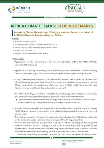 Closing remarks in the Africa Climate Talk