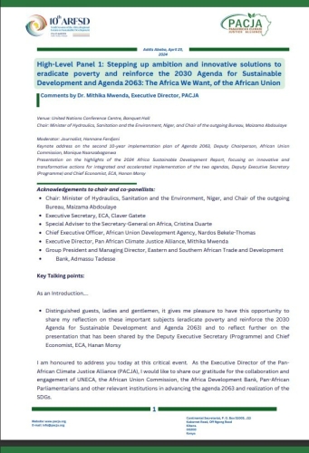 Stepping up ambition and innovative solutions to eradicate poverty and reinforce the 2030 Agenda for Sustainable Development and Agenda 2063